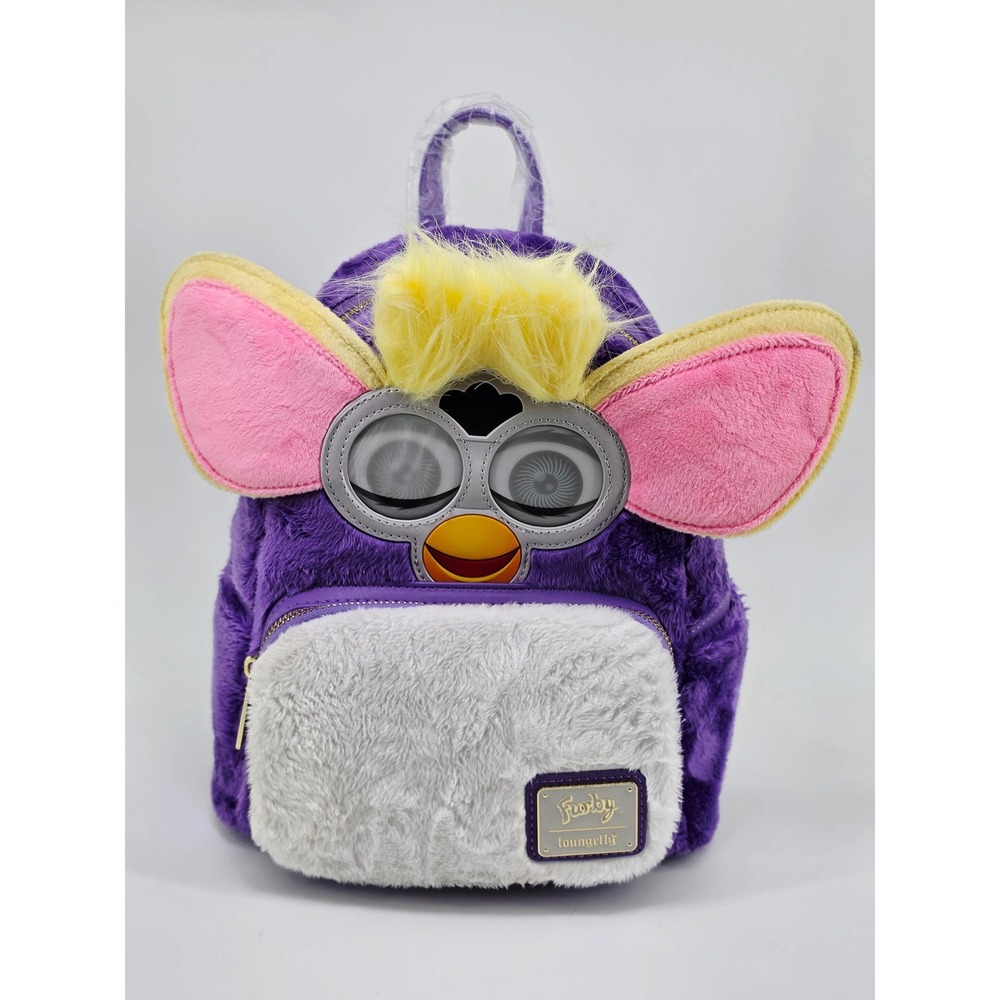 Loungefly Furby Mini Backpack Purple Plush Faux Fur 90s Nostalgia Bag NWT
